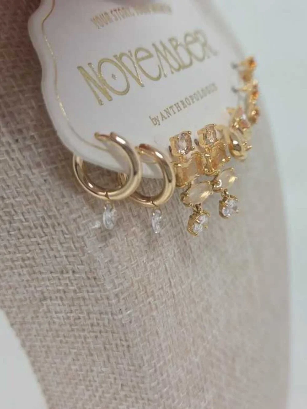 New Anthropologie November set of 4 birth stone earrings (topaz / orange)
